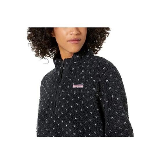 Vineyard Vines Pullover Sherpa Fleece Sweater Birdseye Women's Size M Black Gray - Picture 14 of 16